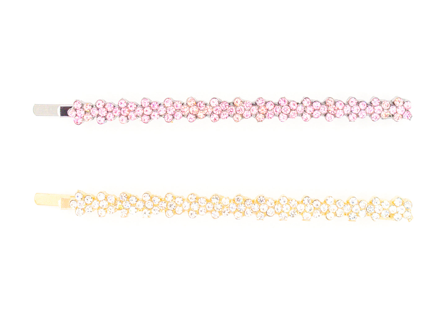 Annabelle - Flower Motif Rhinestone Hairpins