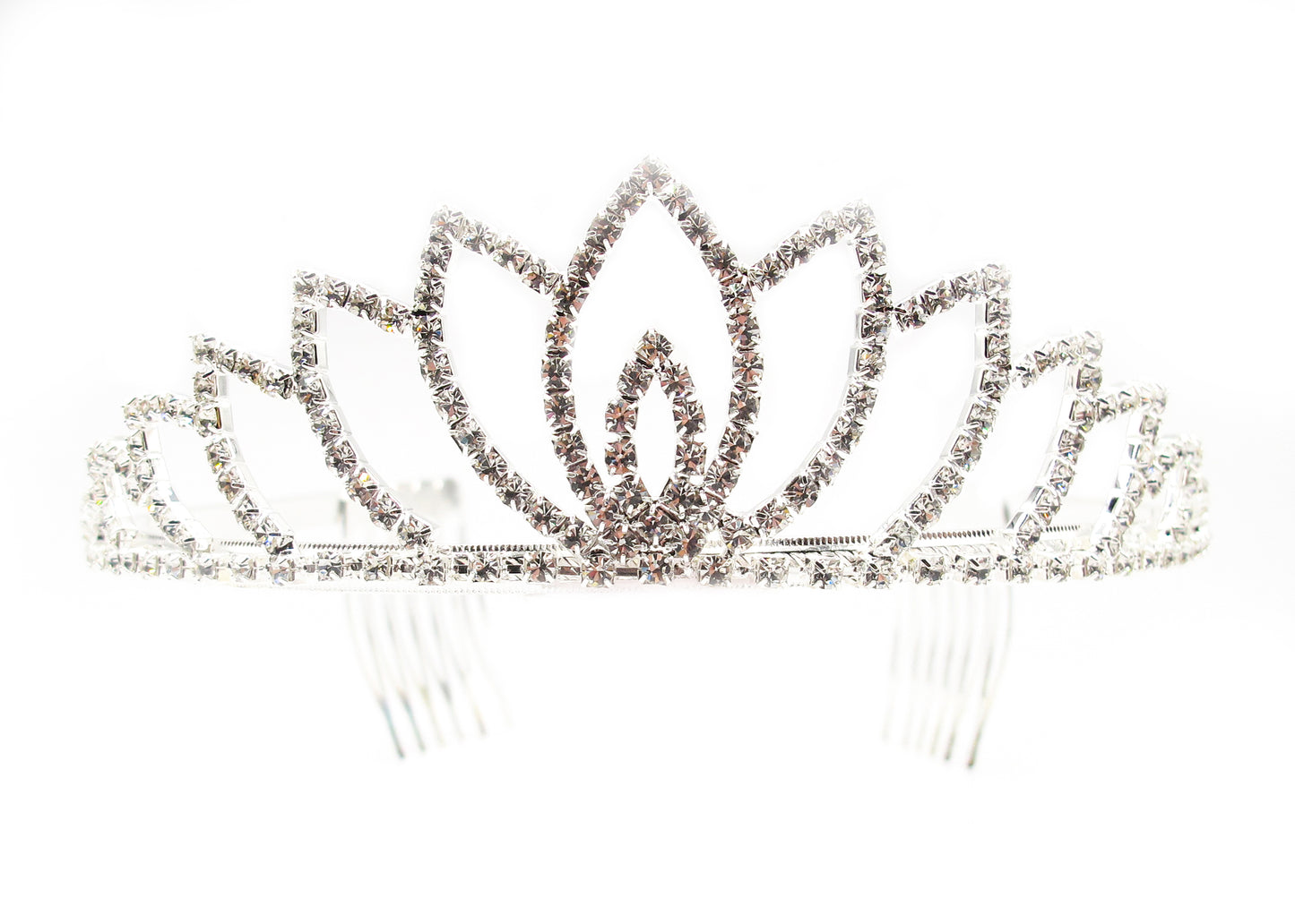 Thalia - Rhinestone Tiara with 2 metal side combs