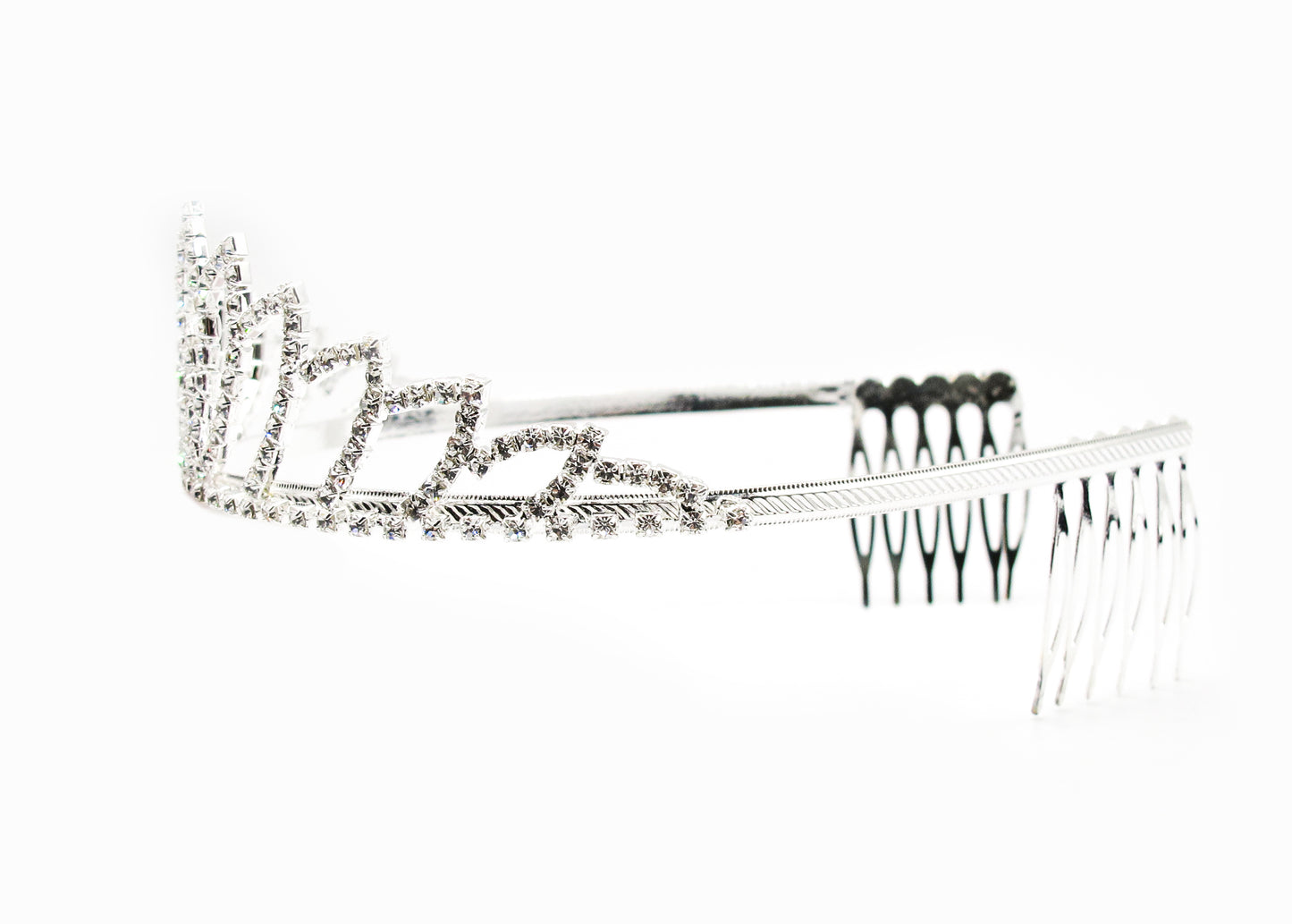 Thalia - Rhinestone Tiara with 2 metal side combs